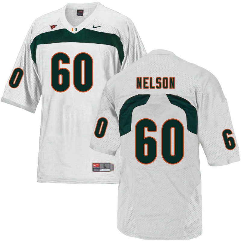 Nike Miami Hurricanes #60 Zion Nelson College Football Jerseys Sale-White - Click Image to Close